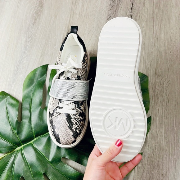 MICHAEL KORS Emmett Embellished Snake Embossed Leather Sneaker✨brand new - Picture 4 of 7